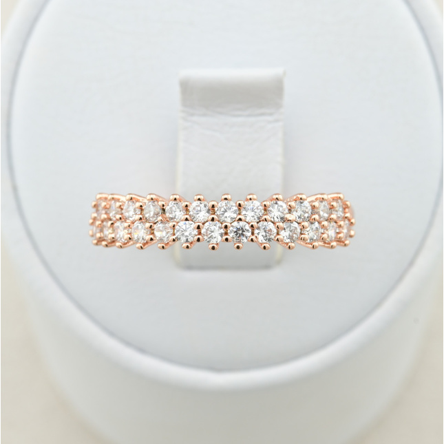 Кольцо Xuping 14505 ширина 4 мм белые фианиты позолота РО